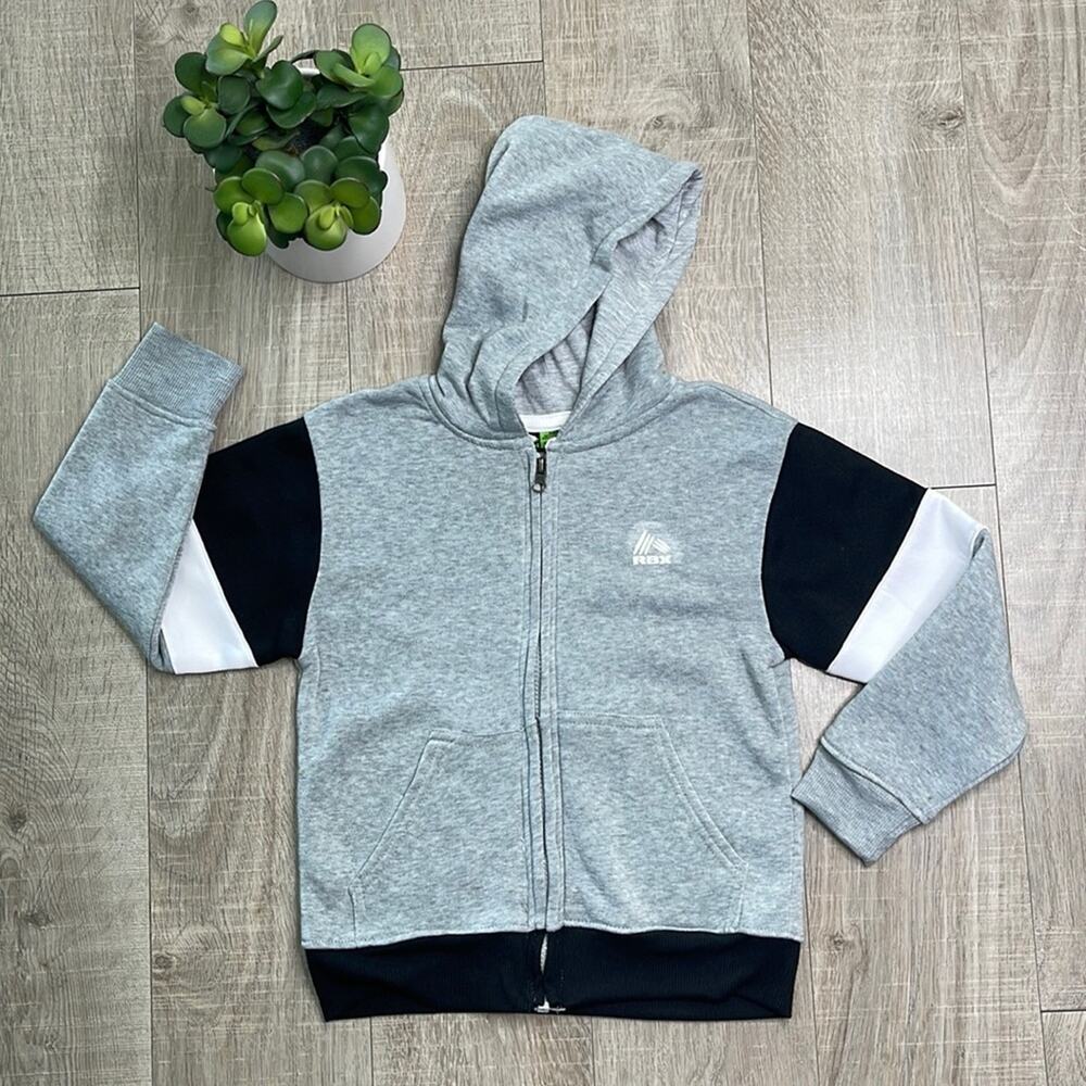 RBX Gray Colorblock Full Zip Hooded Sweatshirt Jacket Boys